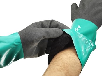 Ansell AlphaTec ANSELL GRIP™ B58-535 Mar verde/antracita gris 11 Nitrilo Apoyado Guante resistente a productos químicos - acabado Áspero - Longitud 14 pulg. - 076490-23823