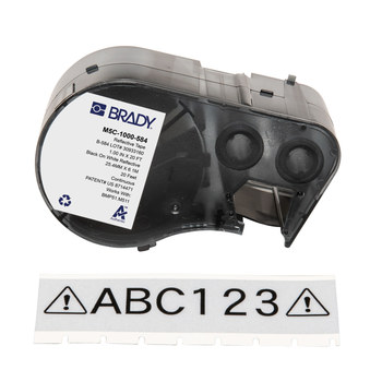 Brady M5C-1000-584 Etiquetas retro reflectantes para todo tipo de clima - 1 pulg. x 20 pies - Plástico - Negro sobre blanco - B-584