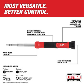 Milwaukee 48-22-2933 Destornillador Multi-Puntas 14 pulg. en 1 - 7.37 pulg. - 84650