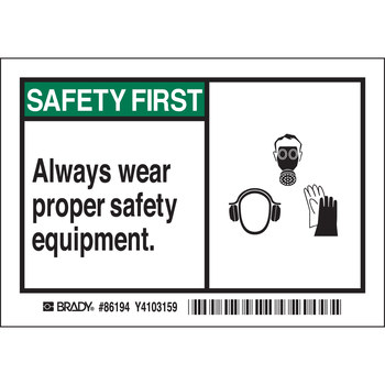 Imágen de Brady Negro/Verde sobre blanco Laminado Poliéster 86194 Etiqueta de seguridad del equipo (Imagen principal del producto)