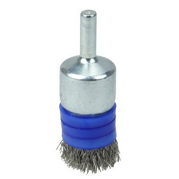 Weiler Acero inoxidable Cepillo de copa - Accesorio Vástago sin rosca - Diámetro 3/4 pulg. - Diámetro de la cerda 0.010 pulg. - 11113