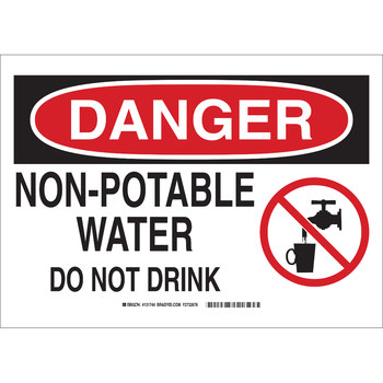 Imágen de Brady B-120 Poliéster reforzado con fibra de vidrio Rectángulo Blanco Inglés Cartel de saneamiento de agua 131745 (Imagen principal del producto)