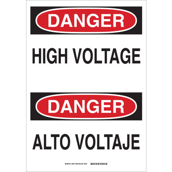 Imágen de Brady B-302 Poliéster Rectángulo Blanco Inglés/Español Cartel de seguridad eléctrica 90797 (Imagen principal del producto)