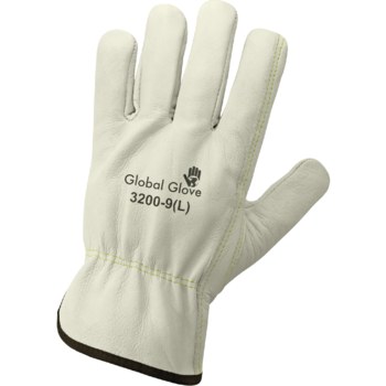 Global Glove Mediano Cuero Grano Cuero vacuno Cuero Guantes de trabajo - Pulgar montado - Grado Premium - 856187-00123