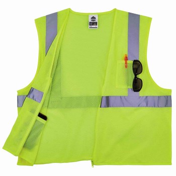 Ergodyne GloWear 8256Z Chaleco de alta visibilidad 21575 - tamaño Grande/XG - Poliéster - Lima - ANSI clase 2 (sin mangas)