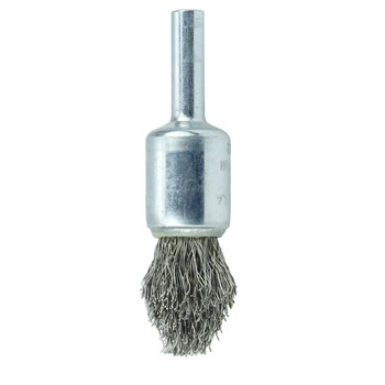 Weiler Acero inoxidable Cepillo de copa - Accesorio Eje - Diámetro 1/2 pulg. - Diámetro de la cerda 0.010 pulg. - Estilo del cepillo: dilatación controlada - 10313