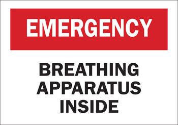 Imágen de Brady B-120 Poliéster reforzado con fibra de vidrio Rectángulo Blanco Inglés Cartel de aparato de respiración 99326 (Imagen principal del producto)