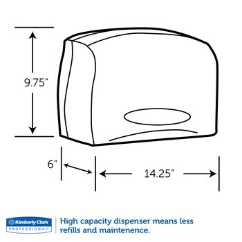 Kimberly-Clark in-Sight Jr. 2 rollos estándar completos Gris Dispensador de papel higiénico - 2 rollos estándar completos capacidad - longitud total 9.75 pulg. - Ancho 14.25 pulg. - 09602