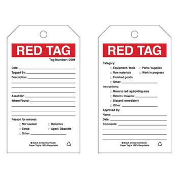 Imágen de Brady Negro/Rojo sobre blanco Escribible Cartulina Inspección general 121522 Etiqueta de inspección general (Imagen principal del producto)