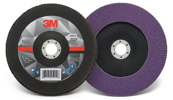 3M 769F Tipo 27 Recubierto Óxido de aluminio cerámico Disco de Aletas - Diámetro 7 pulg. - Agujero Central 7/8 pulg. - 05911
