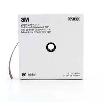 3M Rollo 05030 - 1 1/2 pulg. x 50 yd - Óxido de aluminio - 80 - Mediano
