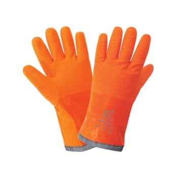 Global Glove FrogWear 8450 Naranja de alta vis. Grande Nitrilo Guantes resistentes a productos químicos - acabado Chorro de arena - Longitud 12 pulg. - 816679-01097