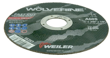 Weiler Wolverine Rueda de corte 56393 - Tipo 27 - rueda de centro hundido - 4-1/2 pulg - Óxido de aluminio - 60 - S