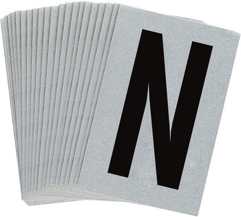 Imágen de Brady Bradylite Negro sobre plateado Reflectante Exterior Carta 5900-N Etiqueta en forma de letra (Imagen principal del producto)