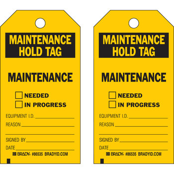 Imágen de Brady Negro sobre amarillo Poliéster 86535 Etiqueta de mantenimiento (Imagen principal del producto)