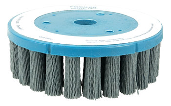 Weiler Nylox Carburo de silicio Disco de cerdas - Mediano grado - Accesorio Eje - Agujero Central 7/8 pulg. - Diámetro de la cerda 0.040 pulg. - 85854