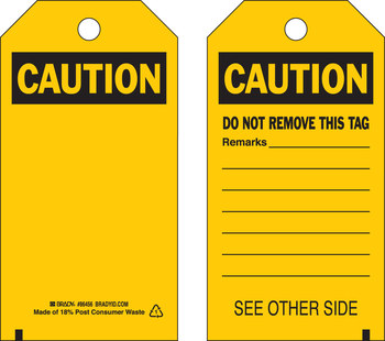 Imágen de Brady Negro sobre amarillo Ojal de metal, Autolaminados Poliéster 86456 Etiqueta de seguridad del equipo (Imagen principal del producto)