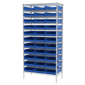 Imagen de Akro-mils AWS183630178 Shelfmax 2000 lb Ajustable Azul Cromo Acero Abierto Ajustable Sistema de estantería fijo (Imagen principal del producto)