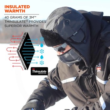 Ergodyne N-Ferno 6802 Negro Pequeño/Mediano Nailon/Poliuretano Casco de trampero para clima frío - Hebilla - 720476-16843