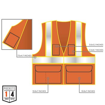 Ergodyne Glowear 8235ZX Chaleco de alta visibilidad 26183 - tamaño Pequeño/Mediano - Poliéster - Naranja de alta visibilidad - ANSI clase 2