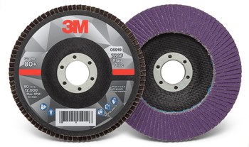 3M 769F Tipo 27 Recubierto Óxido de aluminio cerámico Disco de Aletas - Diámetro 5 pulg. - Agujero Central 7/8 pulg. - 05919