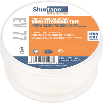 Shurtape Blanco Cinta eléctrica - 3/4 pulg. Anchura x 66 pies Longitud - 7.0 mil Espesor - shurtape 104698
