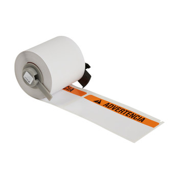 Brady M6-38-595-ADV Rollo de etiquetas troqueladas para impresoras - Vinilo - Negro/Naranja sobre blanco - B-595