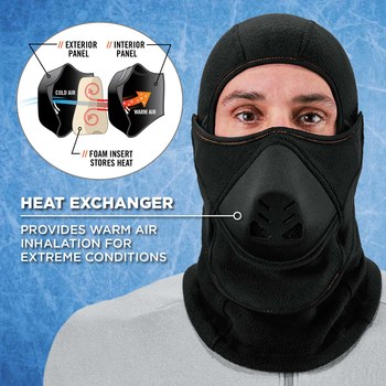 Ergodyne N-Ferno 6970 Negro Polar Capucha de pasamontañas para clima frío - Velcro - 720476-16971
