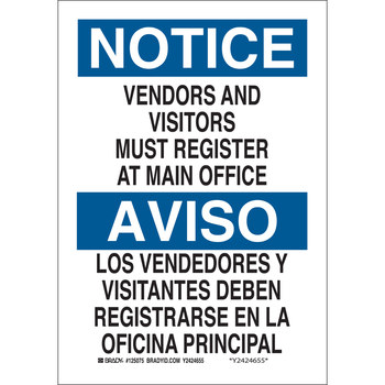 Imágen de Brady B-401 Poliesterino de alto impacto Rectángulo Blanco Inglés/Español Cartel de área restringida 125074 (Imagen principal del producto)