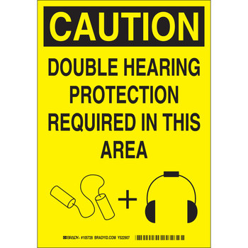Imágen de Brady B-120 Poliéster reforzado con fibra de vidrio Rectángulo Amarillo Inglés Cartel de PPE 105728 (Imagen principal del producto)