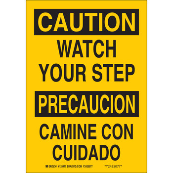 Imágen de Brady B-555 Aluminio Rectángulo Amarillo Inglés/Español Cartel de prevención de caída 125475 (Imagen principal del producto)