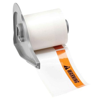 Imágen de Brady ToughBond Negro/Naranja sobre blanco Poliéster Transferencia térmica M7-38-483-ADVERTENCIA Etiquetas de impresora (Imagen principal del producto)