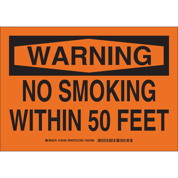 Imágen de Brady B-555 Aluminio Rectángulo Naranja Inglés Letrero de no fumar 128187 (Imagen principal del producto)