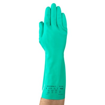 Ansell AlphaTec Solvex 37-175 Verde 9 a 9.5 Nitrilo No compatible Guantes resistentes a productos químicos - Longitud 13 pulg. - 076490-17275