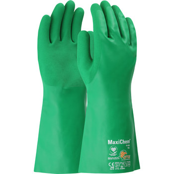 PIP MaxiChem Verde Grande Mezcla de nitrilo Mezcla de nitrilo Apoyado Guantes resistentes a productos químicos - acabado Áspero - Longitud 14 pulg. - 616314-69433
