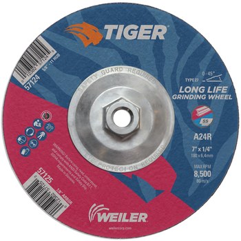Weiler Tiger Disco esmerilador 57124 - 7 pulg. - Óxido de aluminio - 24 - R
