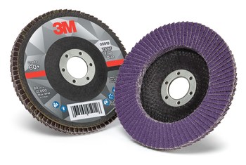 3M 769F Tipo 27 Recubierto Óxido de aluminio cerámico Disco de Aletas - Diámetro 5 pulg. - Agujero Central 7/8 pulg. - 05918