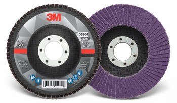 3M 769F Tipo 27 Recubierto Óxido de aluminio cerámico Disco de Aletas - Diámetro 4 1/2 pulg. - Agujero Central 7/8 pulg. - 05904