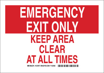 Imágen de Brady B-401 Poliesterino de alto impacto Rectángulo Rojo Inglés Cartel de salida de emergencia 123789 (Imagen principal del producto)