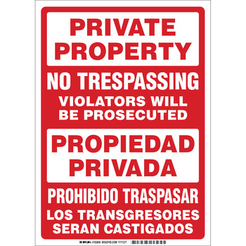 Imágen de Brady B-401 Poliesterino de alto impacto Rectángulo Blanco Inglés/Español Cartel/anuncio de no traspasar 103849 (Imagen principal del producto)