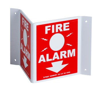 Imágen de Brady B-493 Poliesterino de alto impacto Rectángulo Rojo Inglés Cartel de alarma de incendios 45365 (Imagen principal del producto)