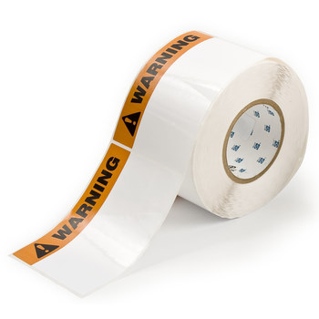 Imágen de Brady Negro/Rojo sobre blanco Poliéster Transferencia térmica THTEL-25-483-1-WA Rollo de etiquetas para impresora de transferencia térmica troquelado (Imagen principal del producto)