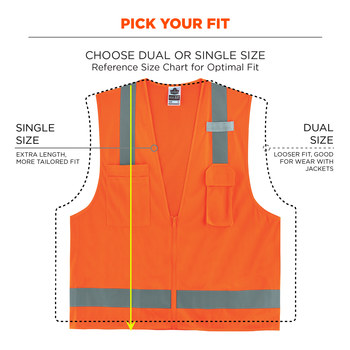 Ergodyne Glowear 8249Z Chaleco de alta visibilidad 24015 - tamaño Grande/XG - Poliéster - Naranja de alta visibilidad - ANSI clase 2
