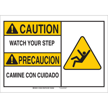 Imágen de Brady B-401 Poliestireno Rectángulo Blanco Inglés/Español Cartel de prevención de caída 125332 (Imagen principal del producto)