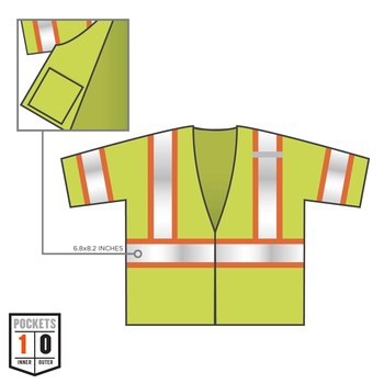 Ergodyne Glowear 8330Z Chaleco de alta visibilidad 22185 - tamaño Grande/XG - Poliéster - Lima de alta visibilidad - ANSI clase 3
