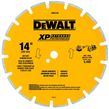 Imágen de Cuchilla circular segmentada XP Asphalt/Green concreto DW4746 de Diamante por 14 pulg. de DEWALT (Imagen principal del producto)