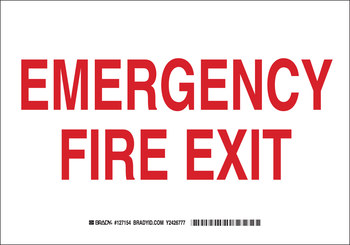 Imágen de Brady B-555 Aluminio Rectángulo Blanco Inglés Cartel de salida de emergencia 127152 (Imagen principal del producto)