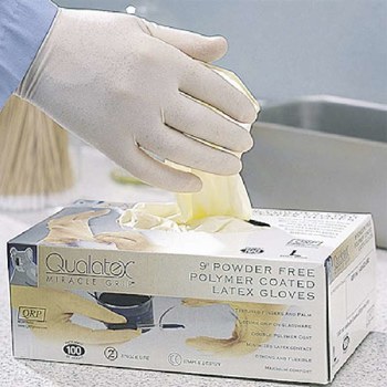 Imágen de QRP Qualatex Miracle Grip MG09 Blanco Extrapequeño Látex/Polímero recubierto Guantes desechables (Imagen principal del producto)