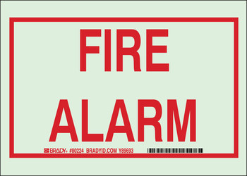 Imágen de Brady Bradyglo B-324 Poliéster Rectángulo Blanco Inglés Cartel de alarma de incendios 80224 (Imagen principal del producto)
