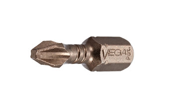 Vega Tools Impactech #2 Phillips Insertar Broca impulsora P125P2A-C5 - Acero S2 Modificado - 1 pulg. Longitud - Bronce Gunmetal acabado - 02050